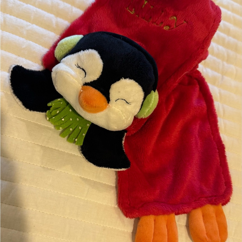 Girl’s Red Penguin Plush Scarf